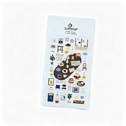 Suatelier Cafe Blue Waterproof PVC Sticker Sheets – Pack of 10