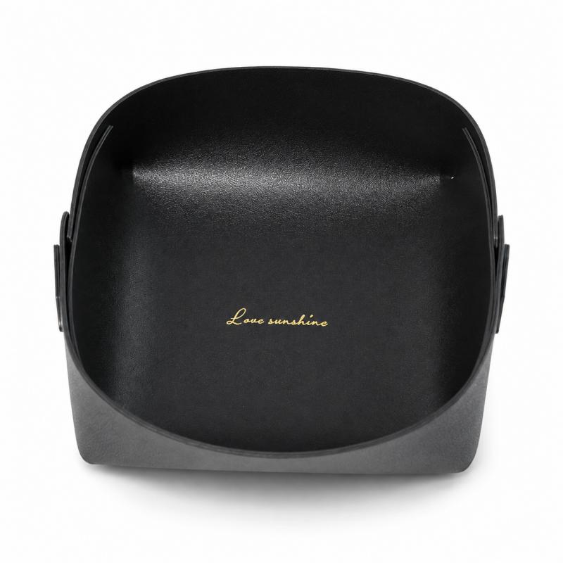 Rounded Leather Look Catchall Tray