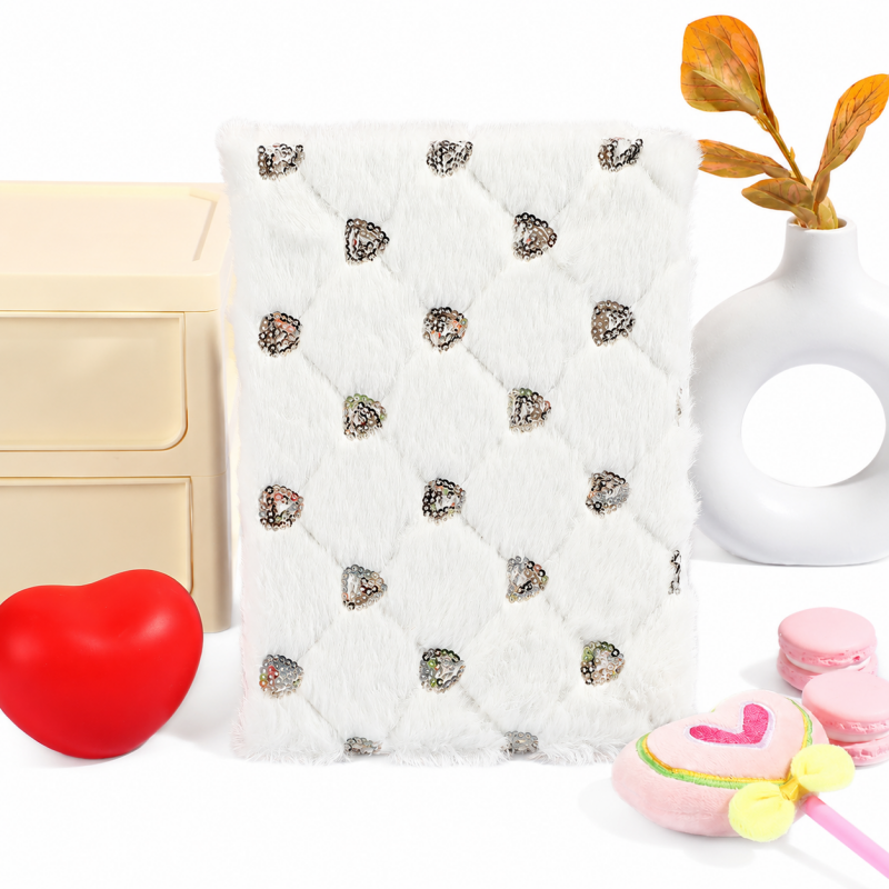 Pastel Lattice Plush Journal Notebook