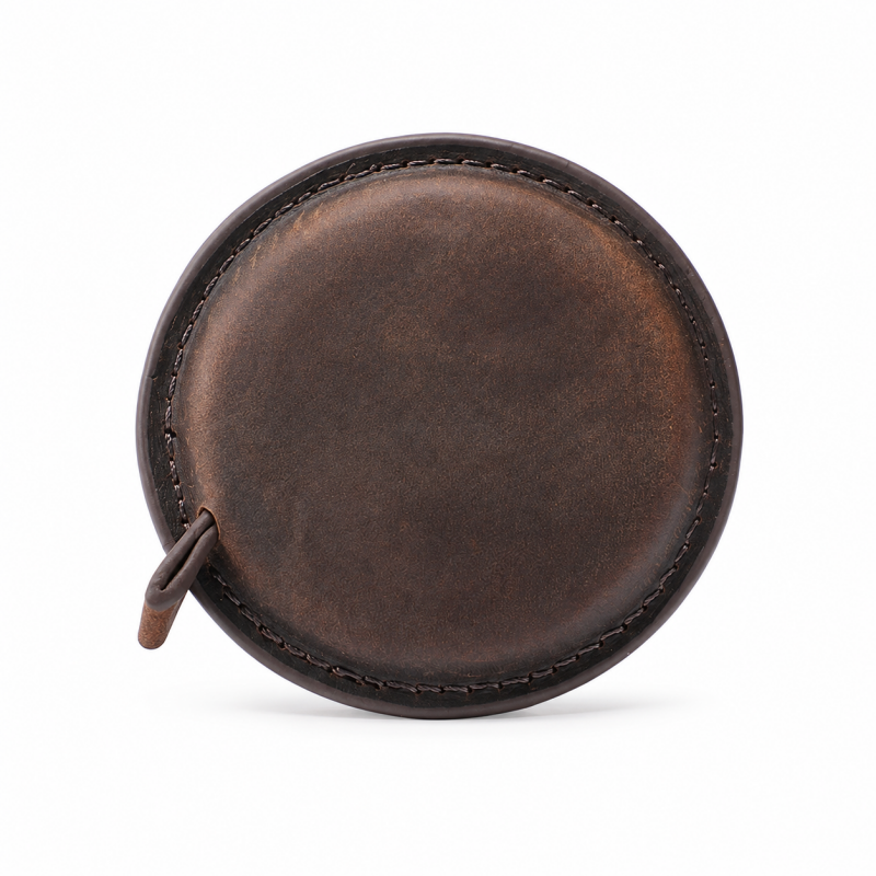 Round Genuine Leather Retractable Tape Measure