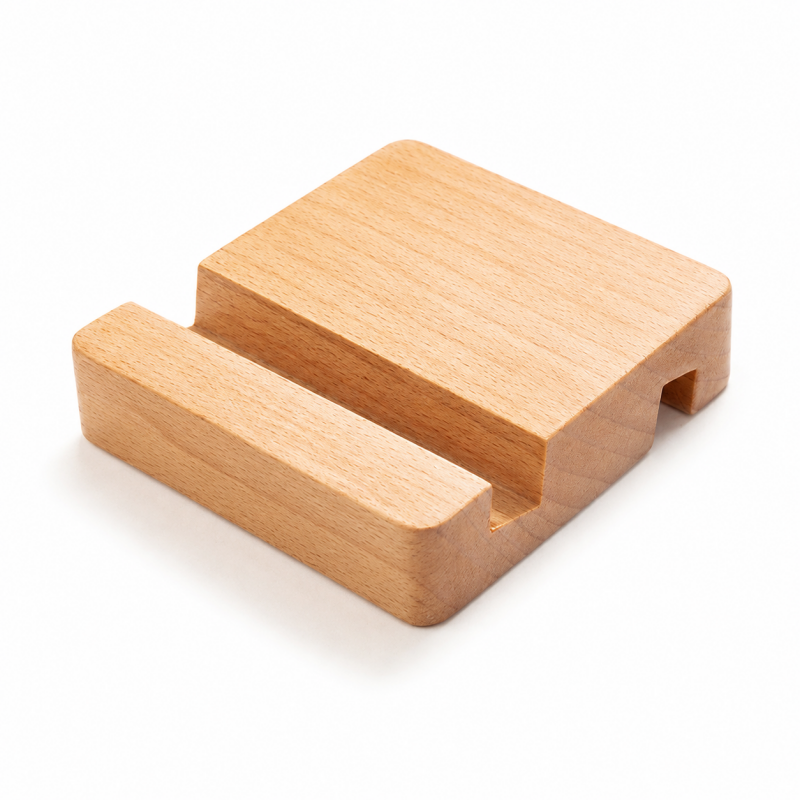 Minimal Grooved Wooden Phone Stand