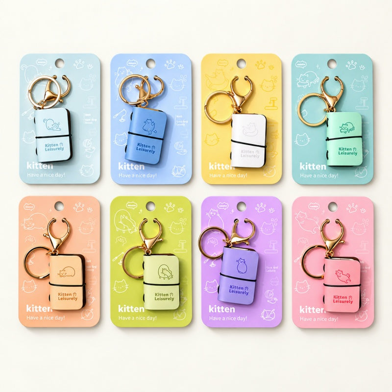 Mini PU Leather Notebook Keychain Pendant