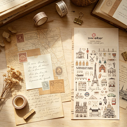 Suatelier Midnight Paris Waterproof PVC Sticker Sheets – Pack of 10