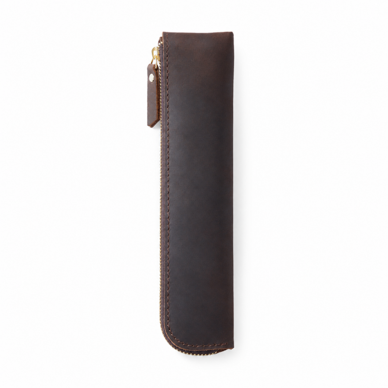 Long Genuine Leather Pen Sleeve Case