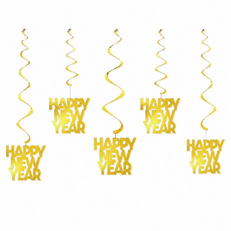 10 Black Gold New Year Decoration Set