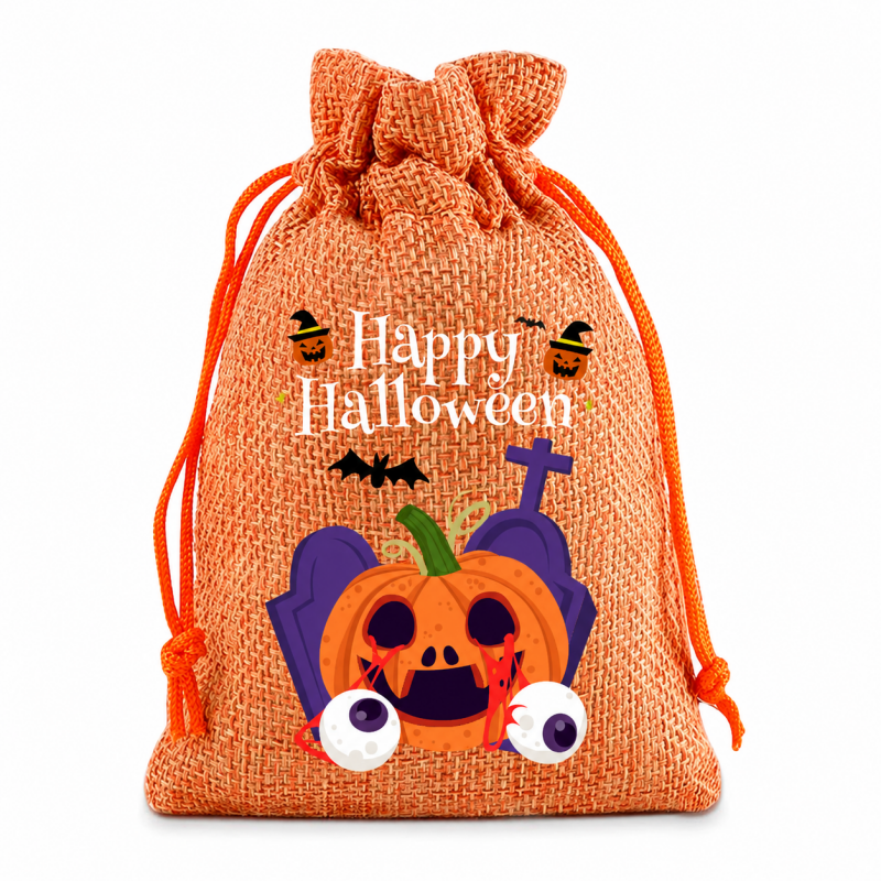 5 Orange Series Halloween Candy Gift Packaging Drawstring Bags