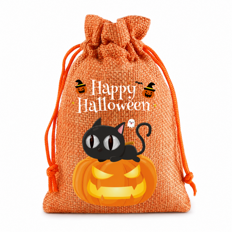 5 Orange Series Halloween Candy Gift Packaging Drawstring Bags