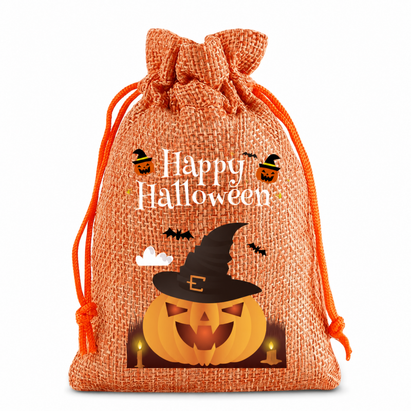 5 Orange Series Halloween Candy Gift Packaging Drawstring Bags