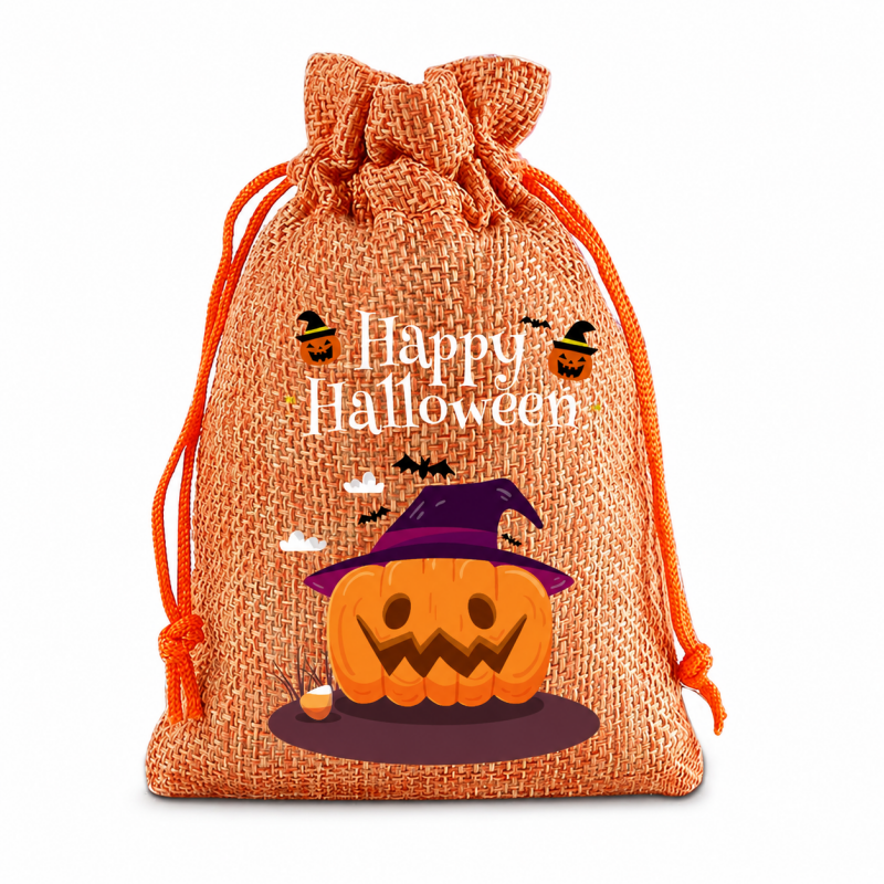 5 Orange Series Halloween Candy Gift Packaging Drawstring Bags