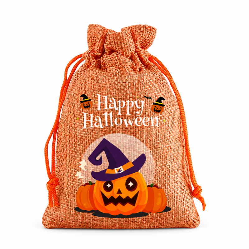 5 Orange Series Halloween Candy Gift Packaging Drawstring Bags