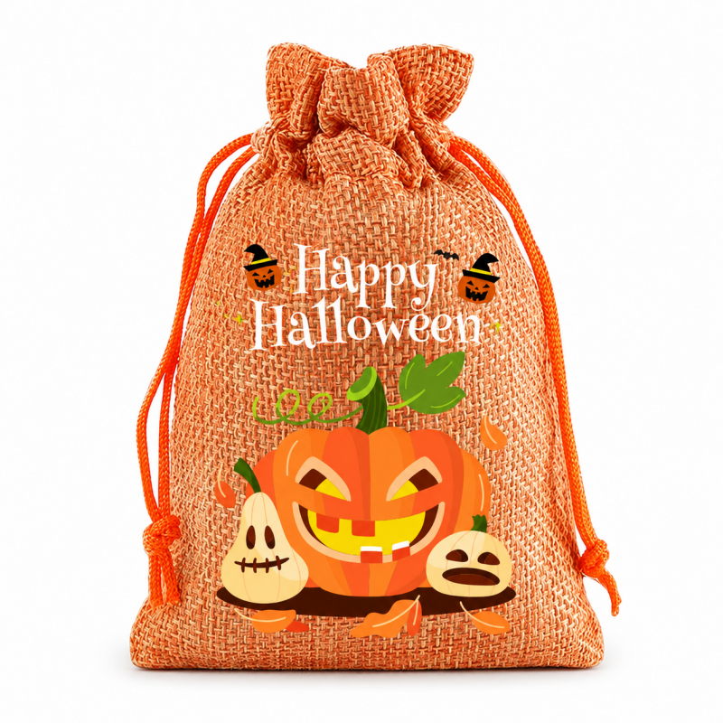 5 Orange Series Halloween Candy Gift Packaging Drawstring Bags