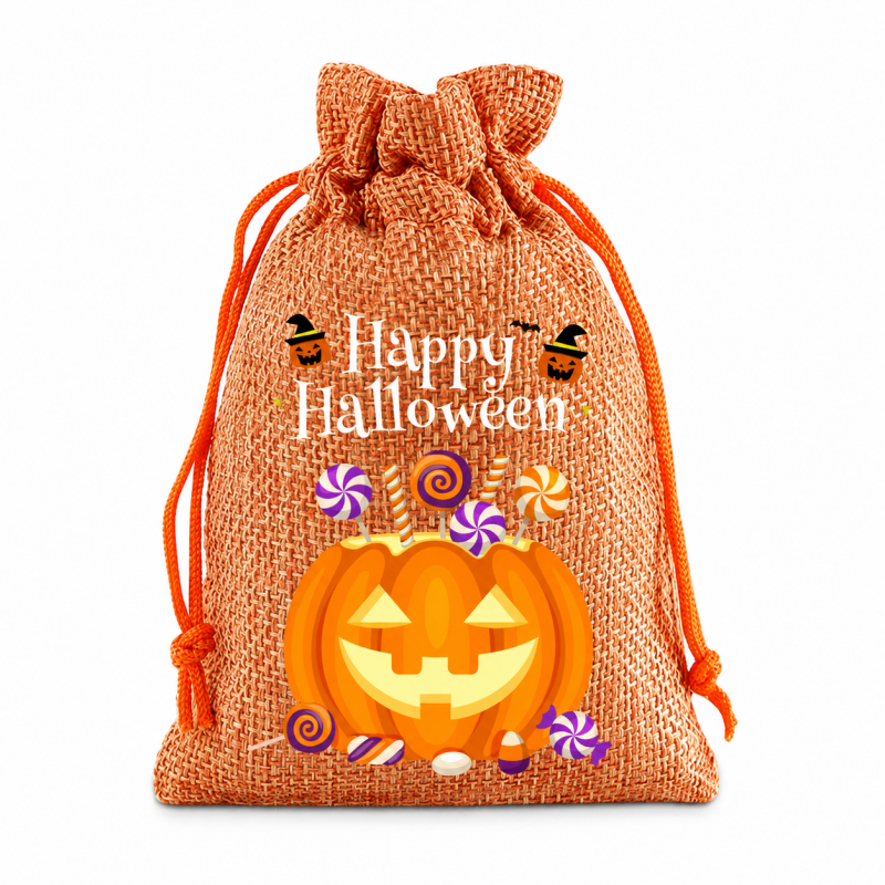 5 Orange Series Halloween Candy Gift Packaging Drawstring Bags