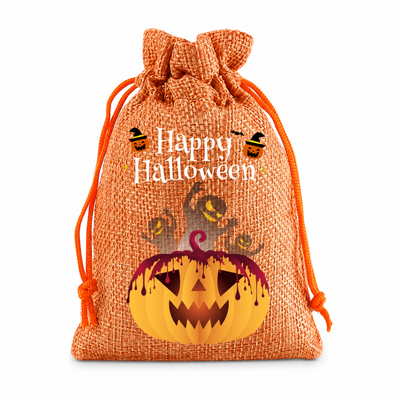 5 Orange Series Halloween Candy Gift Packaging Drawstring Bags
