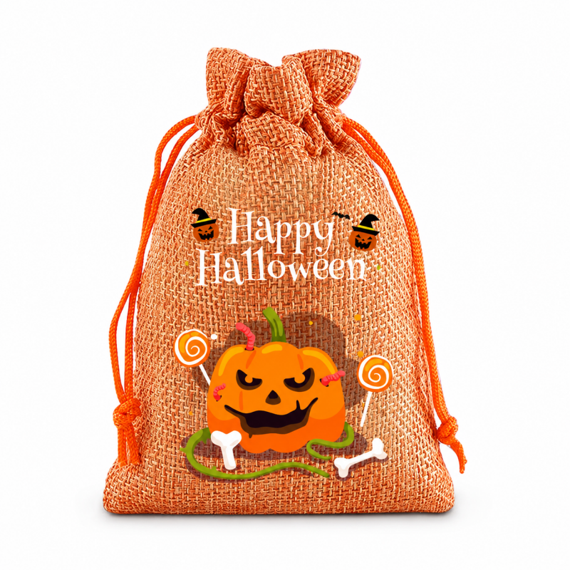 5 Orange Series Halloween Candy Gift Packaging Drawstring Bags