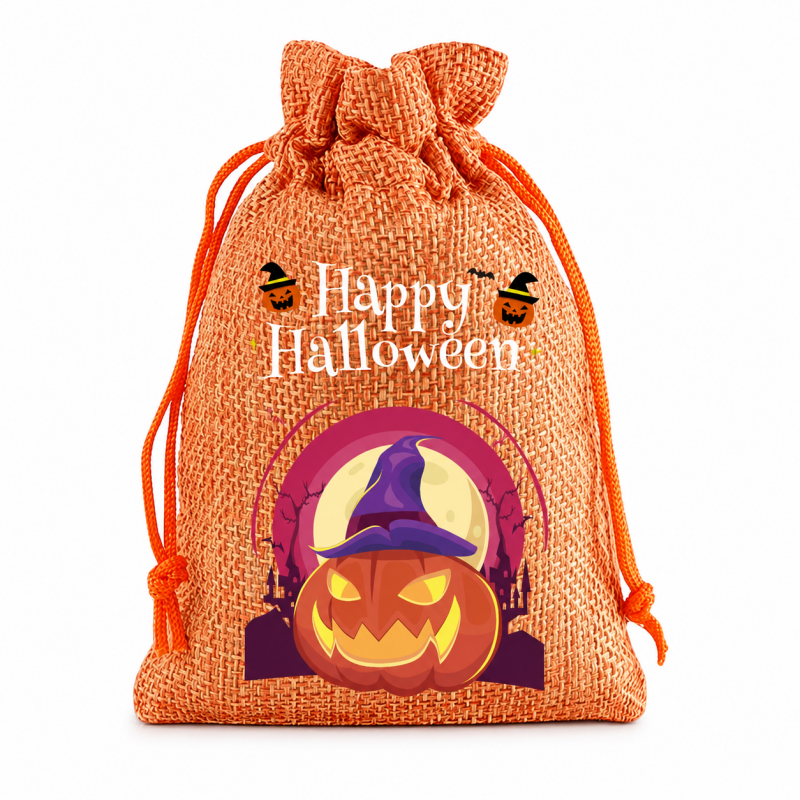 5 Orange Series Halloween Candy Gift Packaging Drawstring Bags