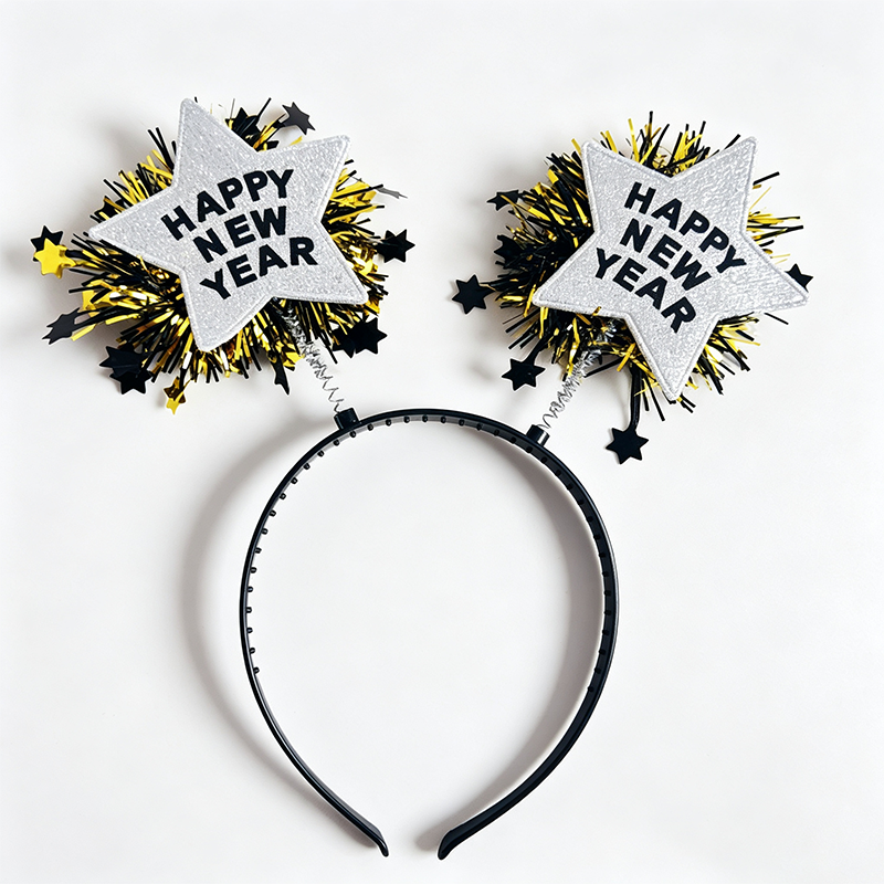 2027 Happy New Year Star Tinsel Party Headband