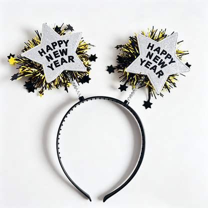 2027 Happy New Year Star Tinsel Party Headband