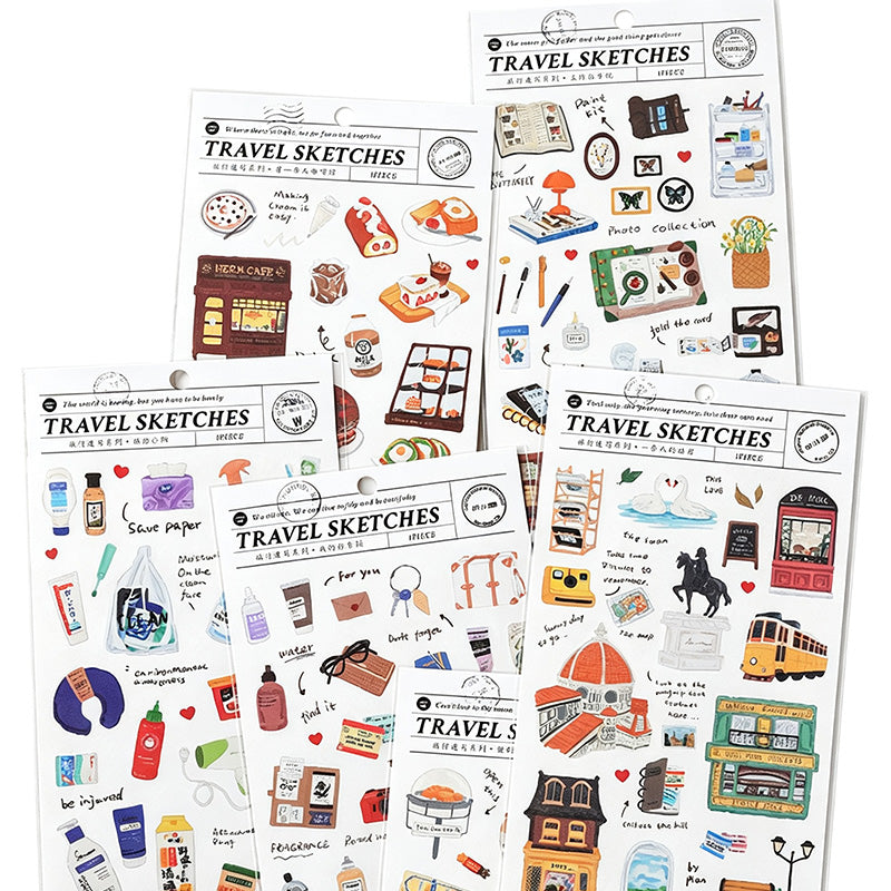 Travel Sketches Decorative Sticker Set