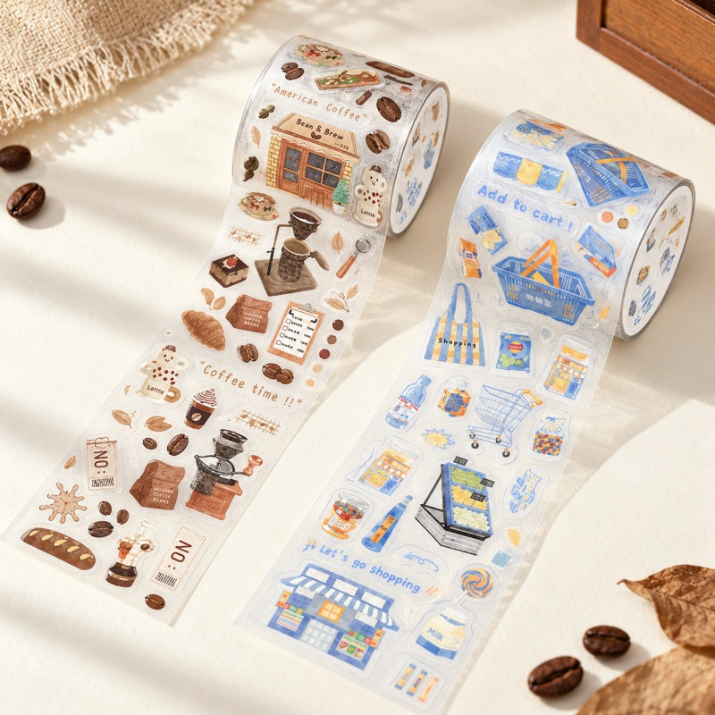 Coffee House Daily Life Die-Cut PET Sticker Tape