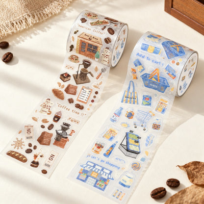Coffee House Daily Life Die-Cut PET Sticker Tape