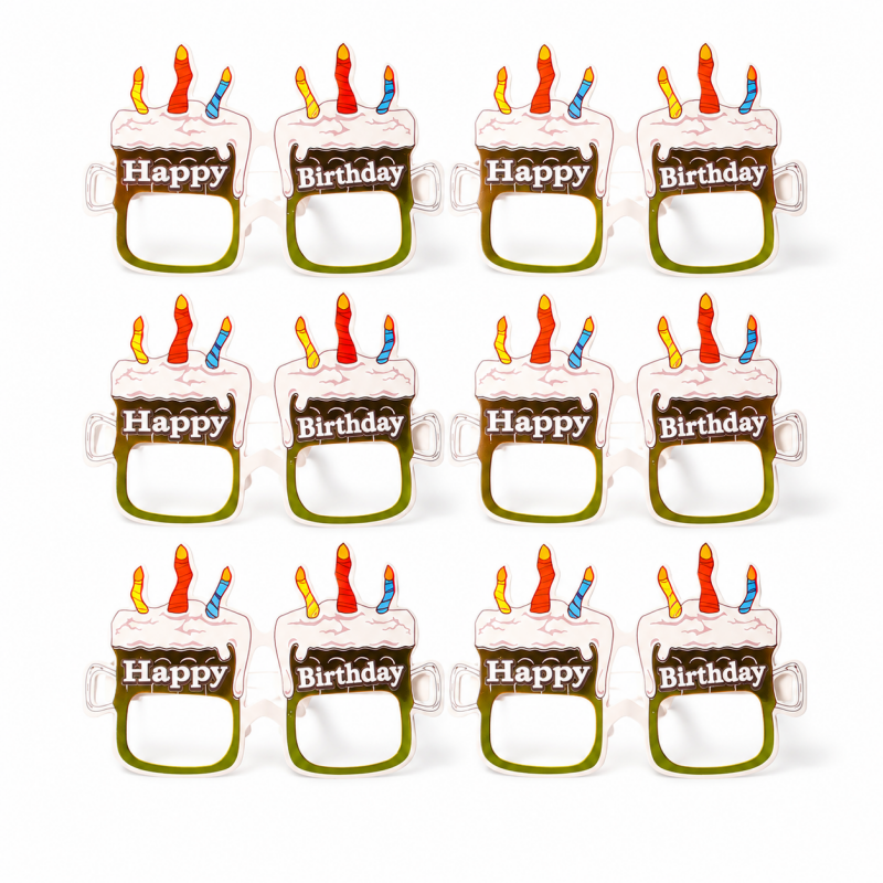 10 Happy Birthday Photo Prop Glasses Set
