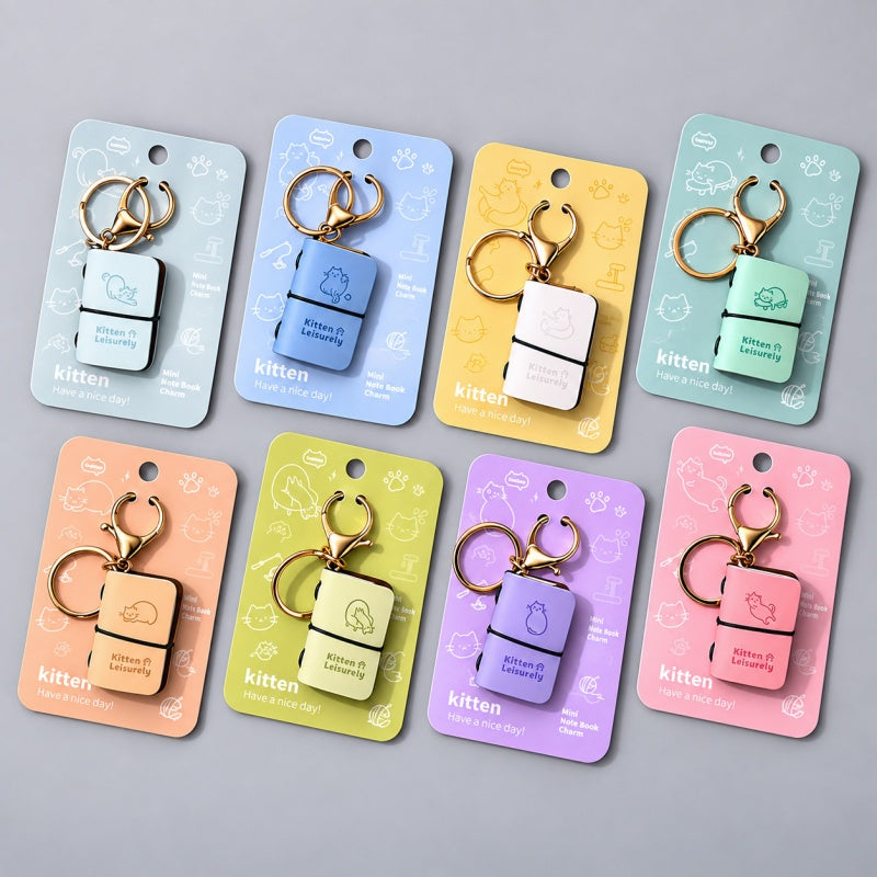 Mini PU Leather Notebook Keychain Pendant