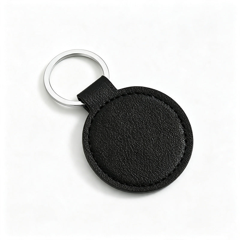 Round PU Leather Keychain