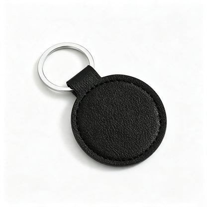 Round PU Leather Keychain