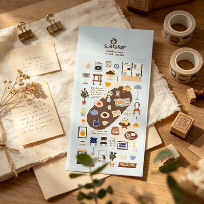 Suatelier Cafe Blue Waterproof PVC Sticker Sheets – Pack of 10