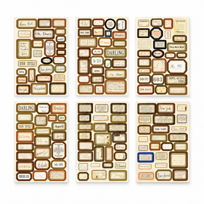 Matte Vintage Label Washi Stickers