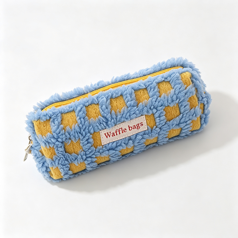Woven Grid Roll Up Pencil Case