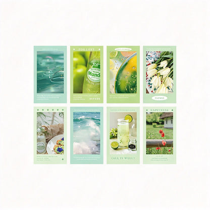Pastel Photo Sealing Stickers with English Quotes – 8-Piece Assorted Set