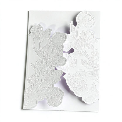 Blind-Embossed Floral Wedding Invitation Card Sleeve - Pack of 50