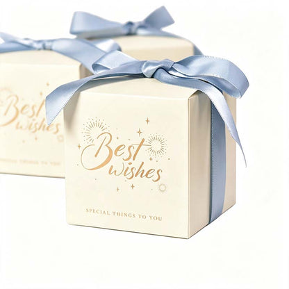 Best Wishes Sage Ribbon Handle Favor Box - Pack of 50