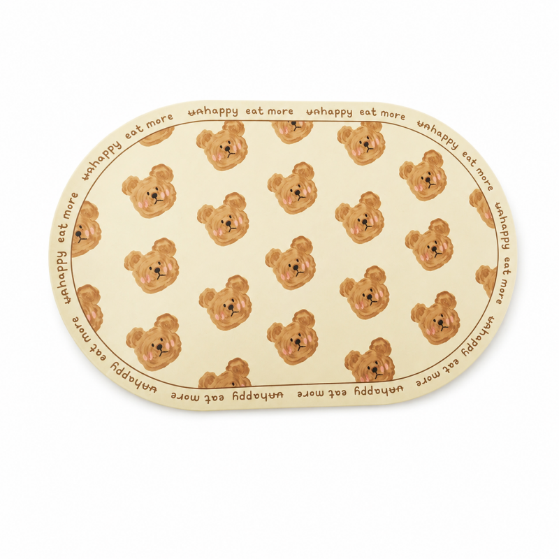 Bear Print Oval Table Mat