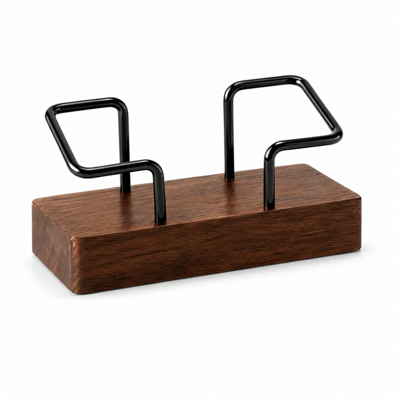 Brass Rail Wooden Card Holder