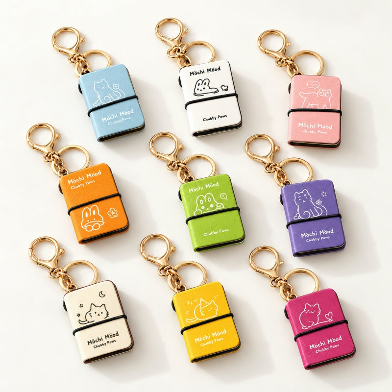 Mini PU Leather Notebook Keychain Charm  – Assorted Set of 16