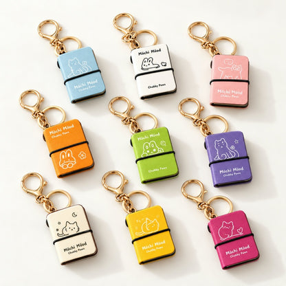 Mini PU Leather Notebook Keychain Charm  – Assorted Set of 16