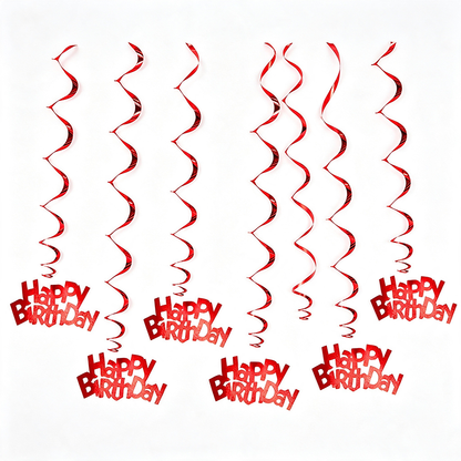 Happy Birthday Hanging Spiral Decorations Set