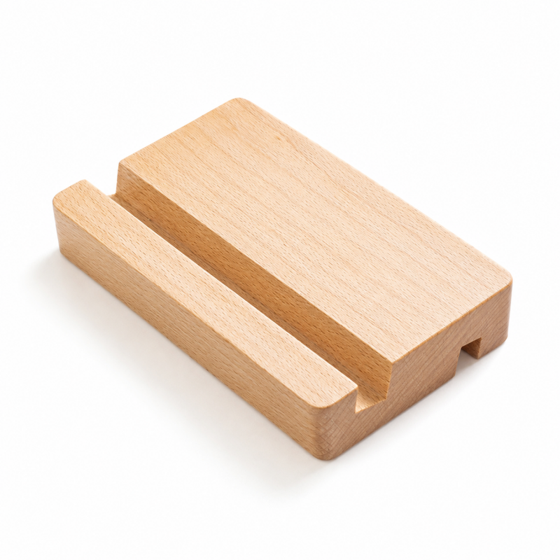 Minimal Grooved Wooden Phone Stand