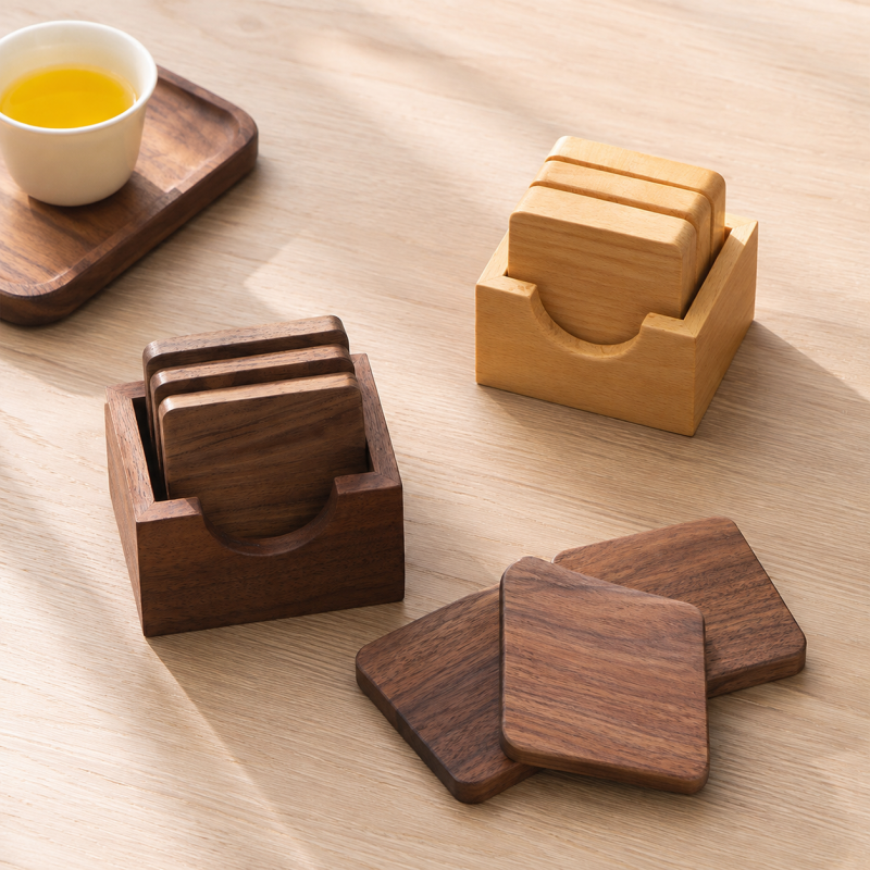 Stackable Wooden Tea Coaster Set
