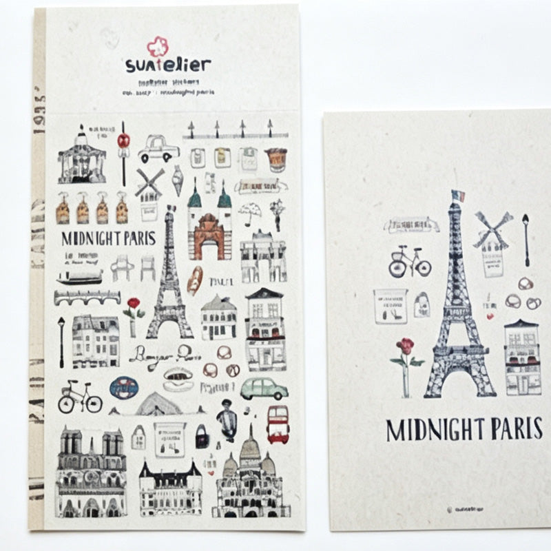 Suatelier Midnight Paris Waterproof PVC Sticker Sheets – Pack of 10