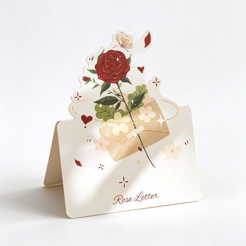 Die-Cut Rose Mini Greeting Cards - Pack of 10