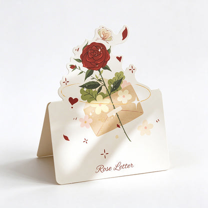 Die-Cut Rose Mini Greeting Cards - Pack of 10