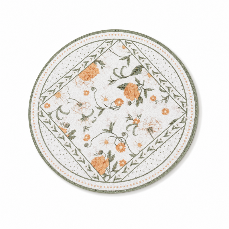 Floral Round PU Leather Waterproof Coaster (0728木木-MK2PLC6K16KD301)