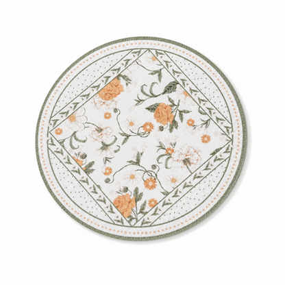Floral Round PU Leather Waterproof Coaster (0728木木-MK2PLC6K16KD301)