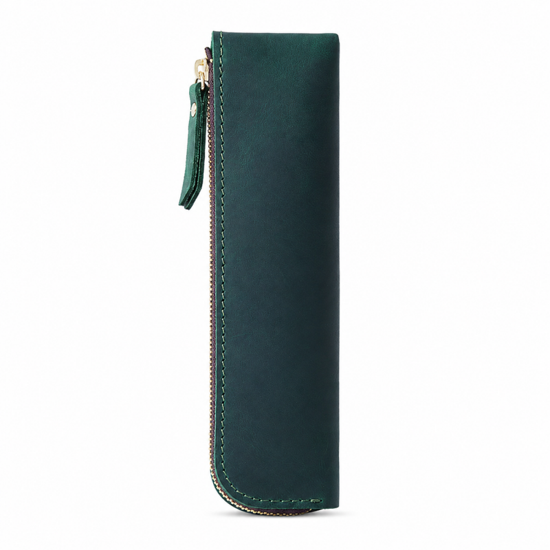 Long Genuine Leather Pen Sleeve Case