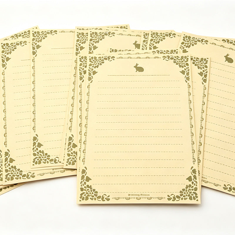 Vintage Rabbit Letter Paper Set-8 Sheets