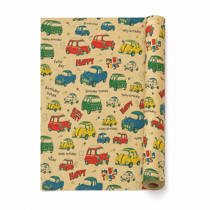 Vehicle Birthday Gift Wrapping Paper