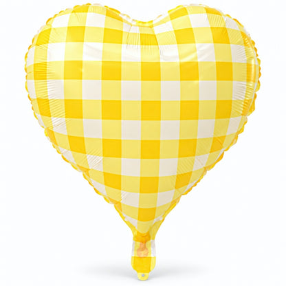 18-Inch Plaid Heart Foil Balloons – Pack of 50